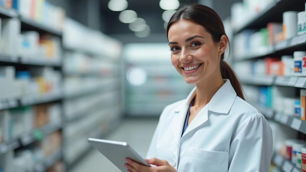 Foto de farmacêutica. Veja como identificar os serviços clínicos mais estratégicos para sua farmácia,